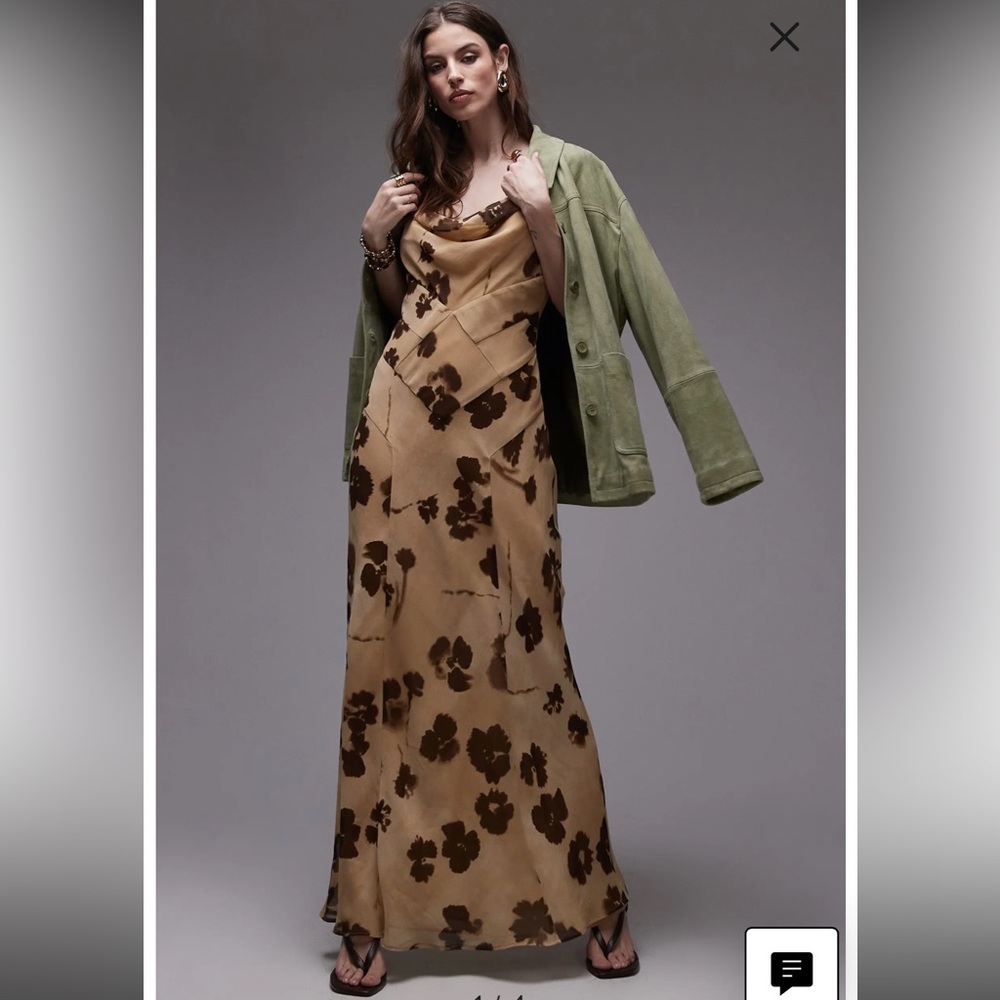 Floral Brown and Taupe Dress